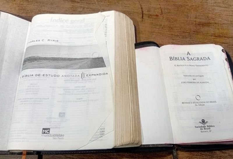 Biblia de Estudio Expandida y La Sagrada Biblia encuadernadas en cuero - imagen 4