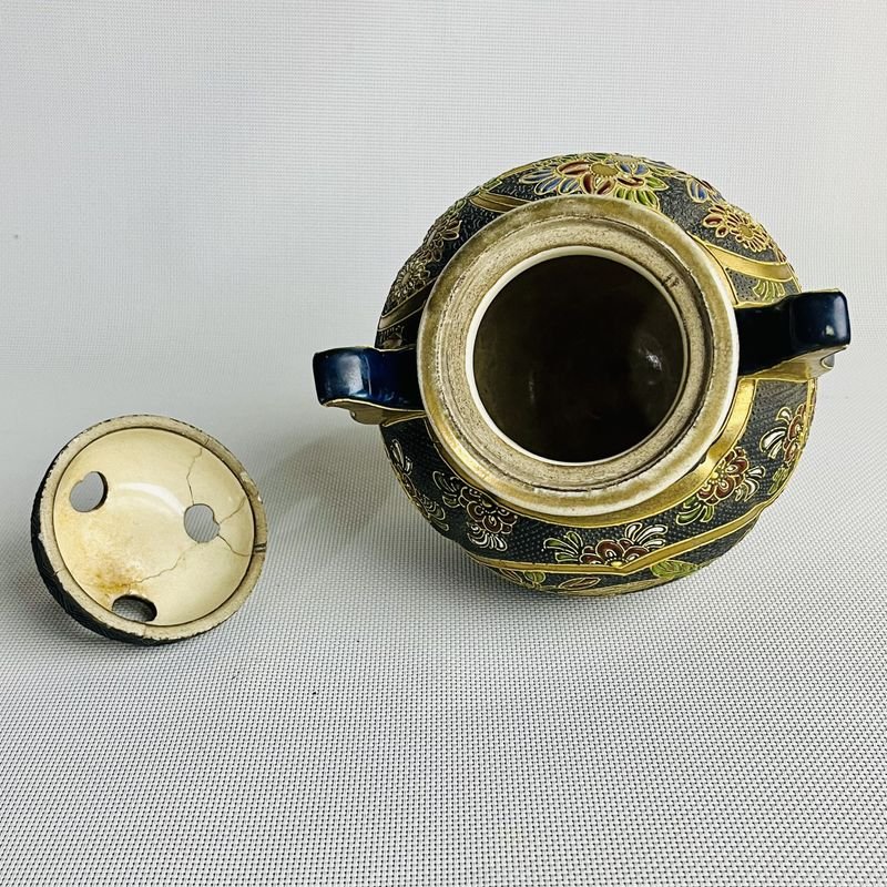 Sahumerio Satsuma muy antiguo decorado con oro restaurado - Vaso de porcelana - imagen 4