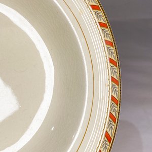 Siete Platos Hondos Loza Inglesa Woods Ivory Ware con Guarda Naranja y Flores - imagen 3