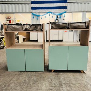 Lote siguiente: Juego de 2 Muebles Organizadores con Puertas y Estantes