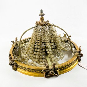 Plafón de Bronce con Cuentas de Cristal y 6 Luces - imagen 1