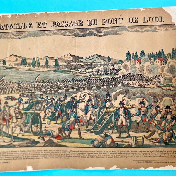 Antigua Lámina Histórica: Batalla del Puente de Lodi (Napoleón en Italia)