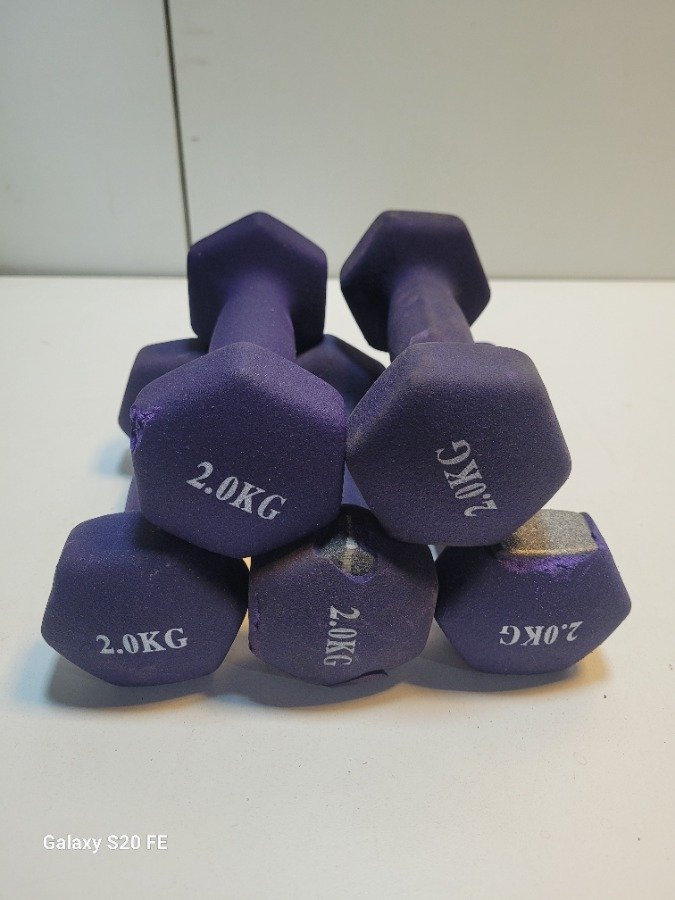 5 Mancuernas Violetas de 2 kg Cada Una