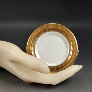 Par de Tacitas Francesas Limoges y Tres Platitos Schumann Bavaria - imagen 6
