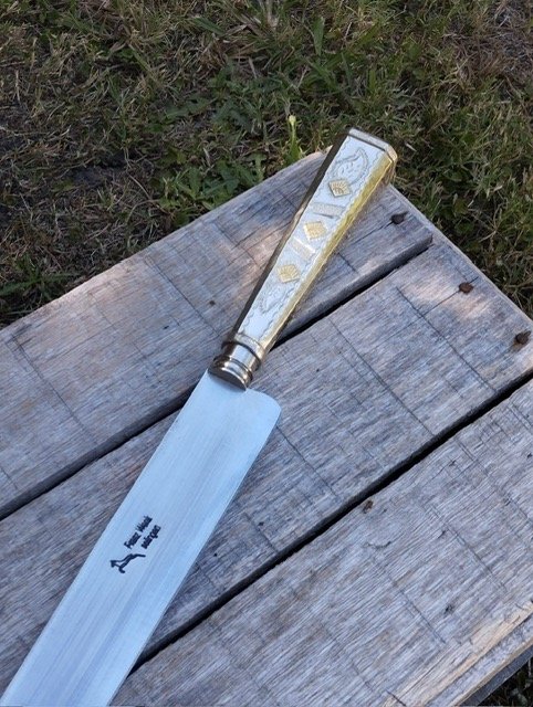 Cuchillo de Solingen con cabo de alpaca y bronce - imagen 3