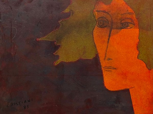 Lote siguiente: Pintura de Ernesto Cristiani 'Cara naranja'