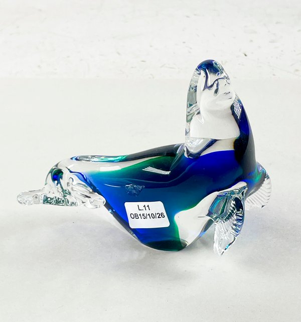 Figura de Foca en Cristal Murano Azul y Verde - imagen 1