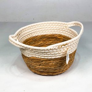 Cesto Bicolor con Asa Blanco y Beige - imagen 2