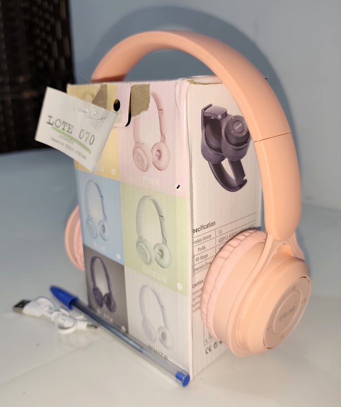 Auriculares Vincha Recargables BT Plegables Color Rosado - imagen 3