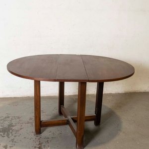 Mesa Plegable Oval con Alas de Madera Oscura - imagen 3