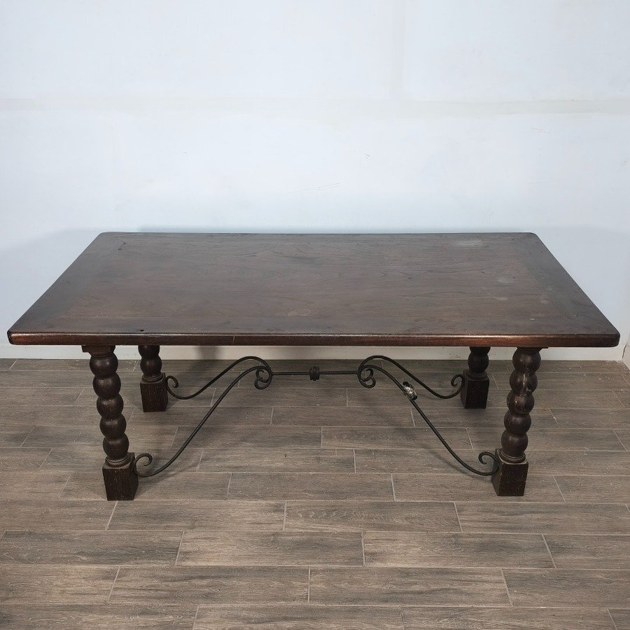 Mesa de comedor en madera y hierro para sala de estar - imagen 2
