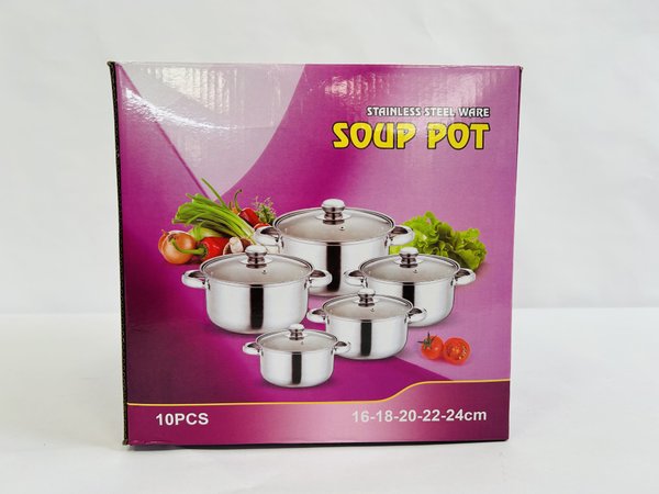 Juego de Ollas de Acero Inoxidable Soup Pot 10 Piezas - imagen 1