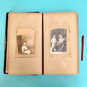 Antiguo Álbum de Fotos Tapas Terciopelo Verde Principios Siglo XX - imagen 5