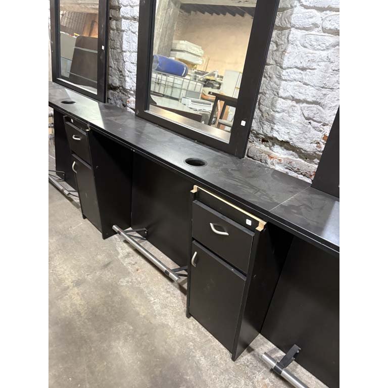 Mueble de peluquería de 3 espejos y 2 cajoneras - imagen 2