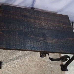 Mesa Ratona Rústica Madera y Hierro Forjado - imagen 2