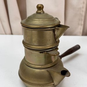 Set de Cafetera Italiana Antigua y Sartén con Agarraderas de Madera - imagen 2