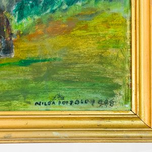 Cuadro al óleo sobre fibra: Gaucho a caballo, firmado Nilda Poppolo (1998) - imagen 3