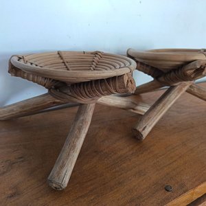 Par de Adornos de Mimbre Estilo Naqueta Miniatura de Origen Africano - imagen 3
