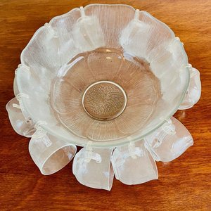 Ponchera Grande de Vidrio con 12 Tazas Juego Flores - imagen 4