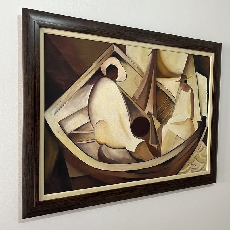 Cuadro óleo sobre tela, estilo cubista, firmado M. Olivera - imagen 4