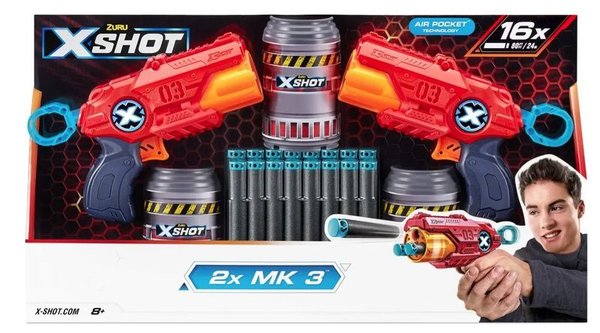Pistolas X-Shot Mk3 X 2 Originales con 16 Dardos y Latas