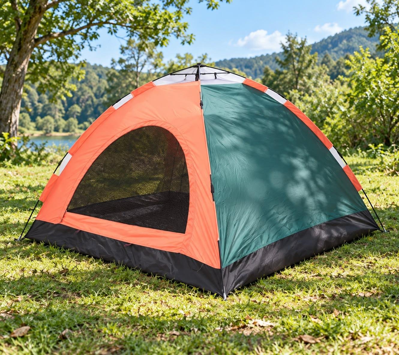 Carpa Igloo Autoarmable Naranja y Verde para 4/5 Personas