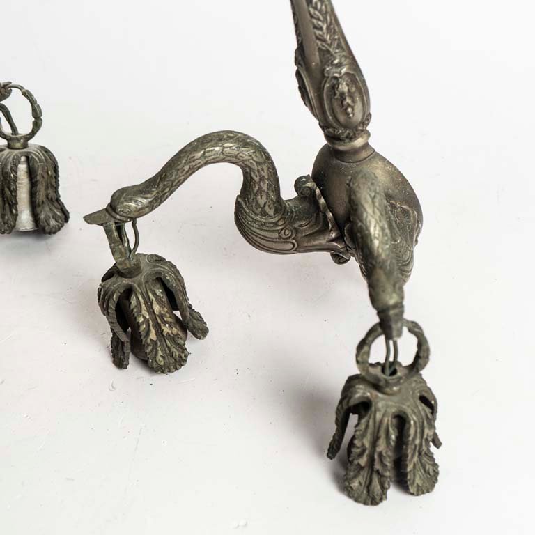 Par de apliques de bronce de 2 luces, forma de pato - imagen 2