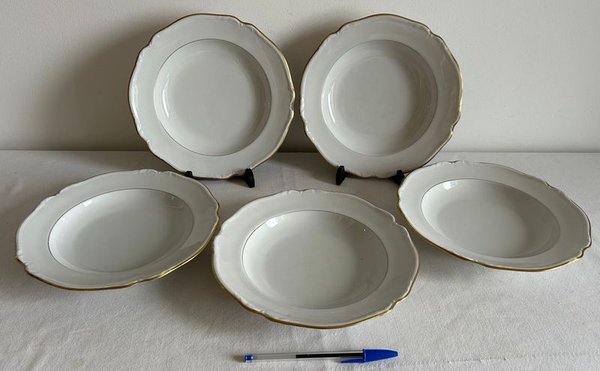 Juego de 5 Platos Hondos de Porcelana Alemana Hutschenreuther Bavaria "Ingeborg" - imagen 1