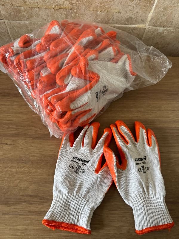 Par de Guantes de Trabajo Crown Naranja y Blanco