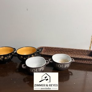 Bandeja de Mimbre y 4 Tazones para Sopa - imagen 2