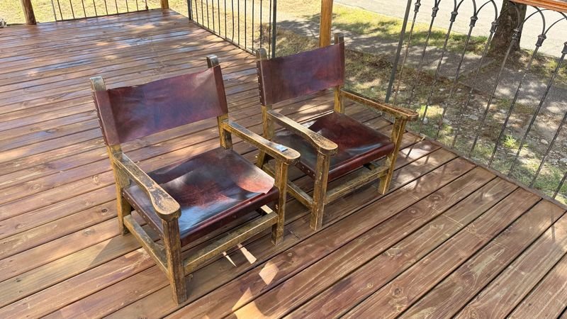 Sillas de Cuero y Madera para Exterior - imagen 2