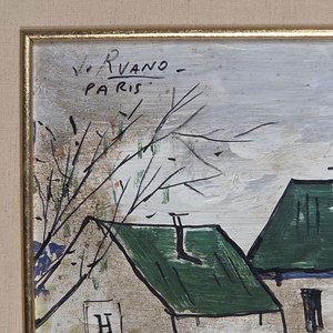 Óleo "Techos Verdes" del artista Ruano, París - imagen 4