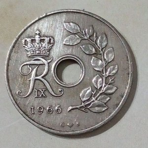 Moneda de 25 øre de Dinamarca, 1966, con Rey Federico IX - imagen 1