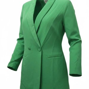 Blazer Verde Esmeralda Oversize con Detalles de Strass - Talle M - imagen 2