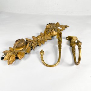 Apliques de Madera Dorada y Bronce con Decoración de Hojas - imagen 3
