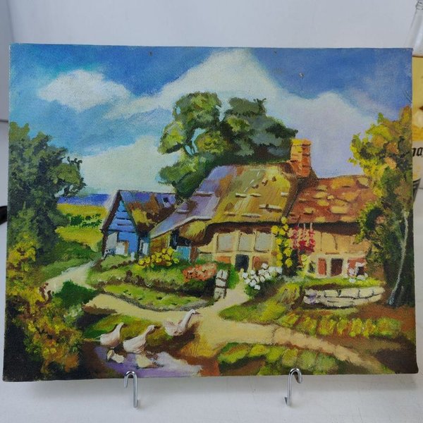Dos Pinturas de Paisajes con Vista a Montañas y Lugares - imagen 2