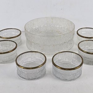 Set de 7 Piezas de Cristal con Bordes Dorados: Bowl Grande y 6 Compoteras - imagen 2