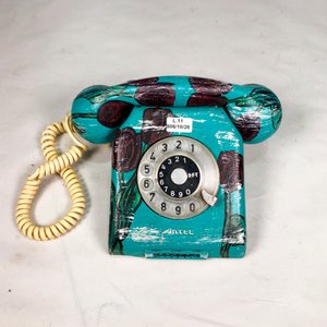 Teléfono Antiguo Esmaltado Floral Antel - imagen 2
