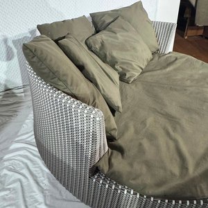 Gran Camastro Redondo de Ratan Sintético para 2 Plazas con Colchonetas y Almohadones - imagen 6