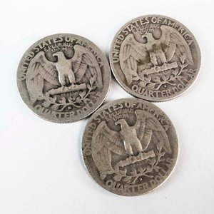 3 Monedas de 1/4 de Dólar de EE.UU. (1937, 1941, 1942) - imagen 2