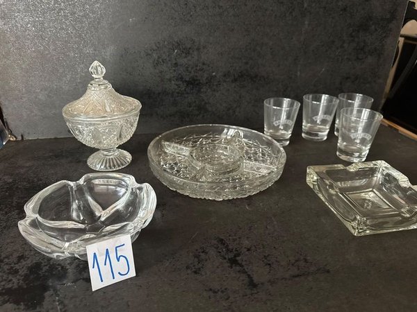 Bombonera, Copetinera, Ceniceros y Vasos de Cristal Tallado - imagen 1