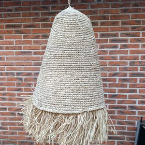 Pantalla de Lámpara Artesanal en Fibras Naturales con Flecos - imagen 3