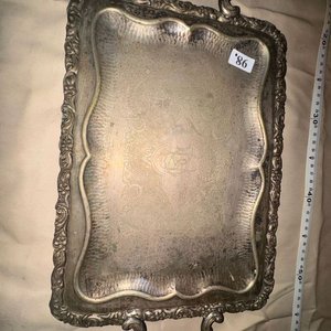 Importante Bandeja Antigua de Servicio Luis XV en Metal Plateado - imagen 2
