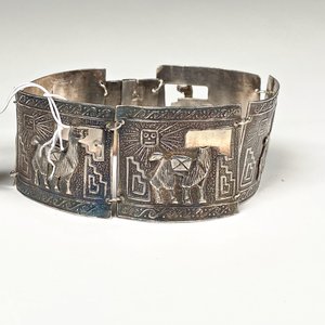 Brazalete Peruano de Plata con Diseños Incas - imagen 3