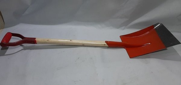 Pala Ancha con Cabo de Madera y Mango Rojo