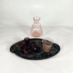 Juego de Botellón y Vasos de Vidrio Rosa y Violeta - imagen 2