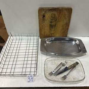 Escurridor Niquelado, Tabla de Picar, Fuente Acero Inoxidable y Fuente Vidrio - imagen 1