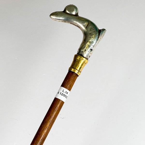 Bastón de madera con cabo de plata y bronce - imagen 1