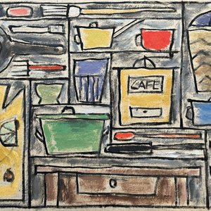 Oleo "Constructivo" de Walter Deliotti - 17 x 23 cm - imagen 1