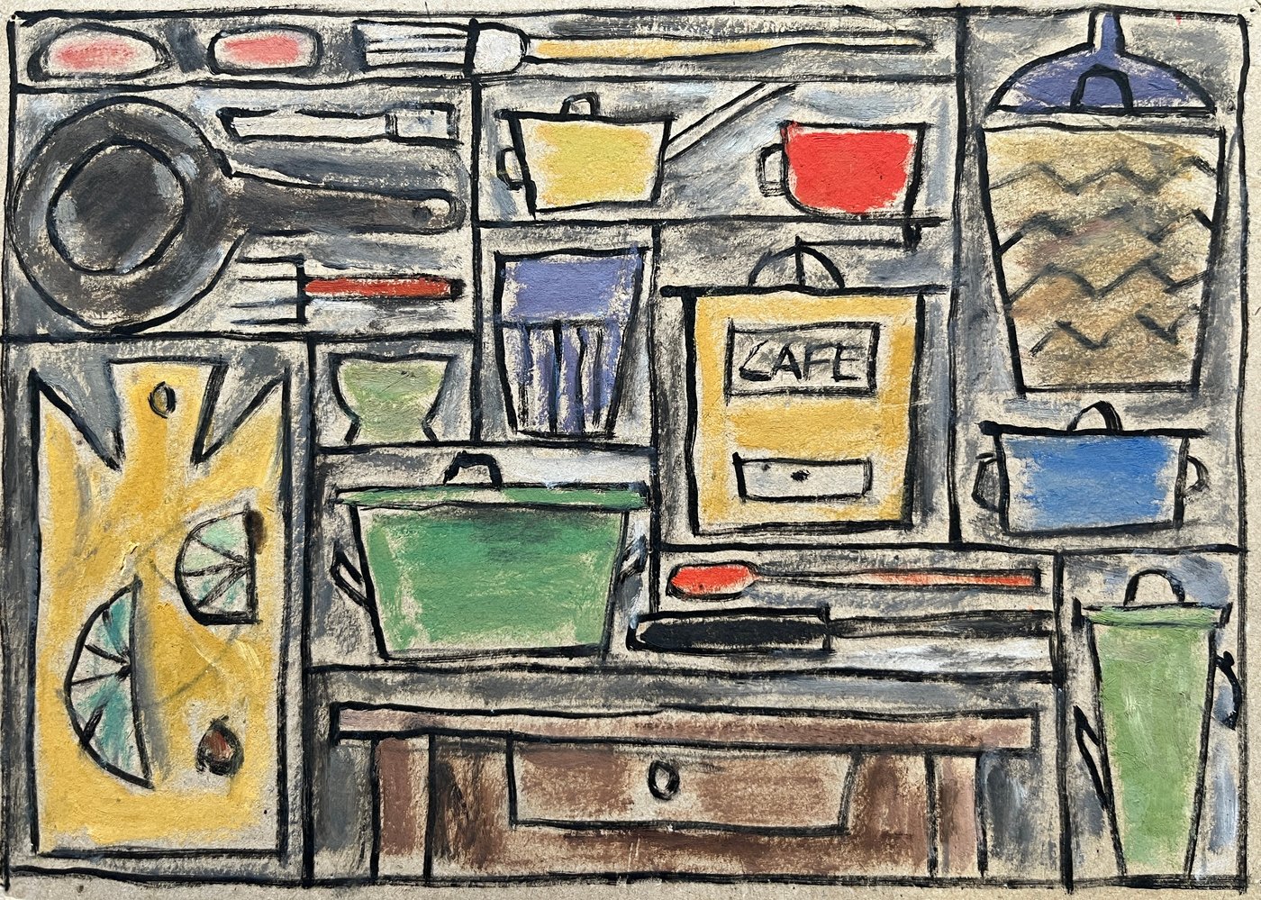 Oleo "Constructivo" de Walter Deliotti - 17 x 23 cm